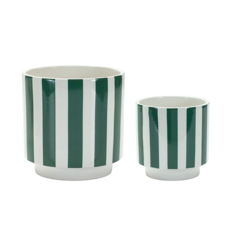 Striped Planter for Modern Plant Display and Home Décor (Set of 2)