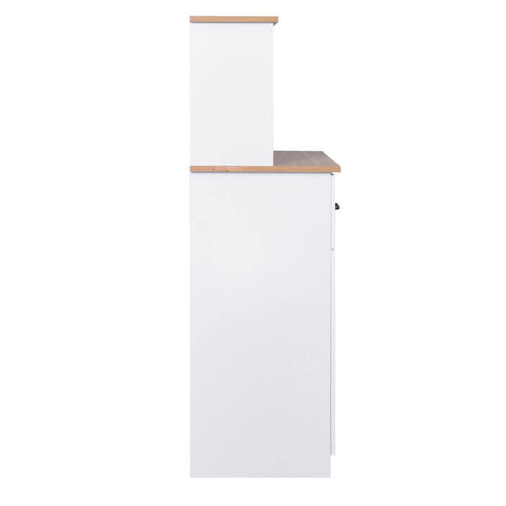 Wooden Kitchen Cabinet White Pantry Storage Microwave Cabinet With Storage Drawer