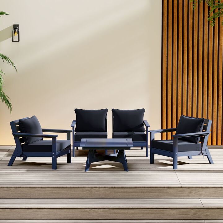WestinTrends Outdoor 5-Piece Modular Sectional Patio Furniture Sofa Set
