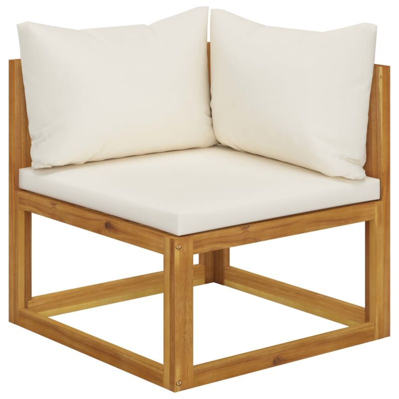vidaXL 6 Piece Garden Lounge Set with Cushion Cream Solid Acacia Wood