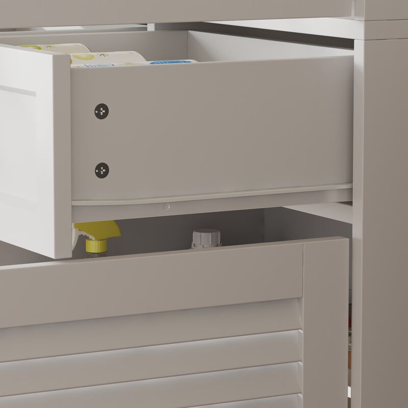 FUFU&GAGA Kitchen Pantry Cabinet with Glass Doors and Adjustable Shelves (31.5” W x 15.7” D x 78.7” H),White