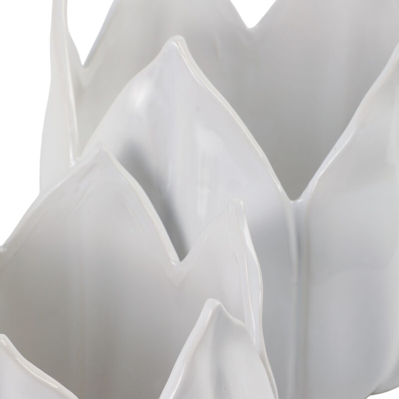 White Stoneware Petal Planters
