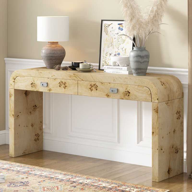 Merax Modern Burl Wood Veneer Entryway Console Table