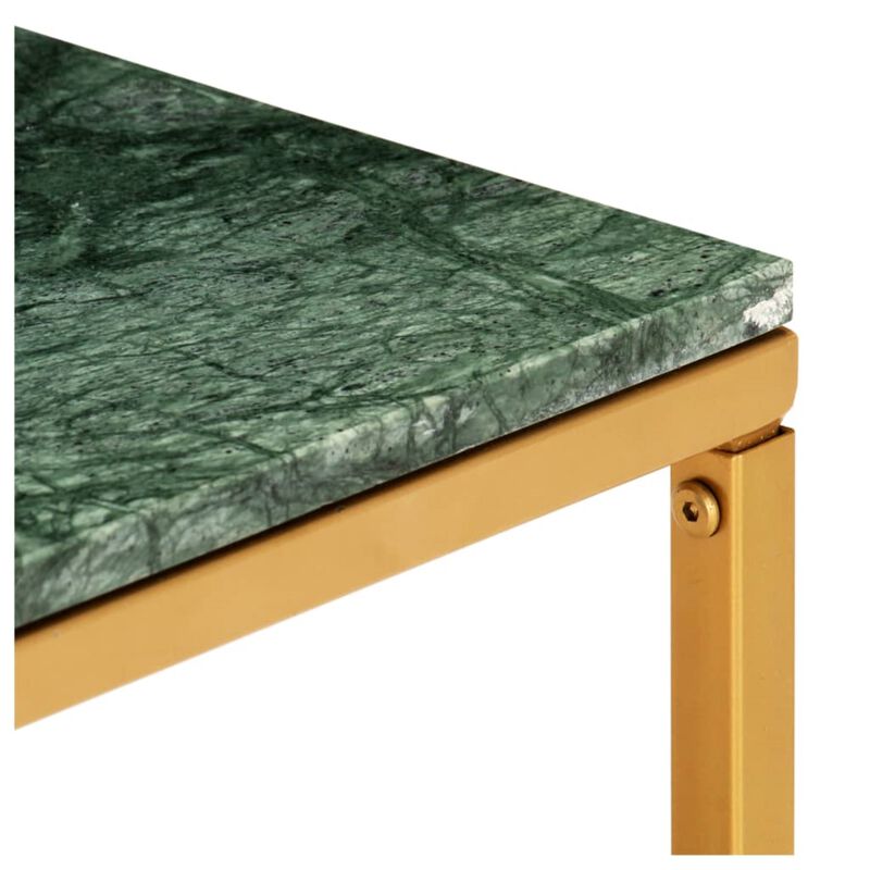 vidaXL Coffee Table Green 23.6"x23.6"x13.8" Real Stone with Marble Texture