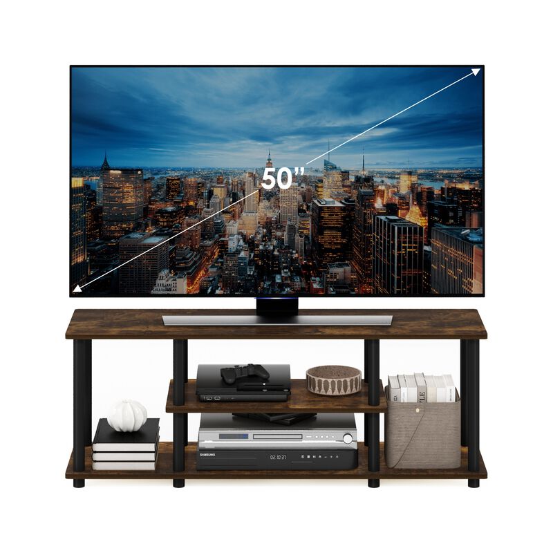 Furinno Furinno Turn-N-Tube No Tools 3D 3-Tier Entertainment TV Stands, Amber Pine/Black
