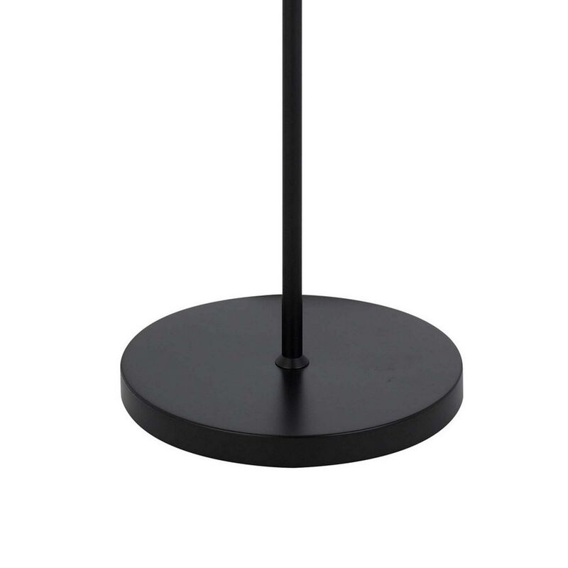 Sie 59 Inch Floor Lamp, Navy Blue Linen Shade, Round Base, Black Metal Pole - Benzara