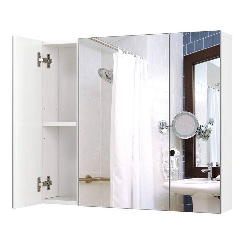 Hivvago Modern 3-Door Wall Mounted Medicine Cabinet Bathroom Mirror Cupboard
