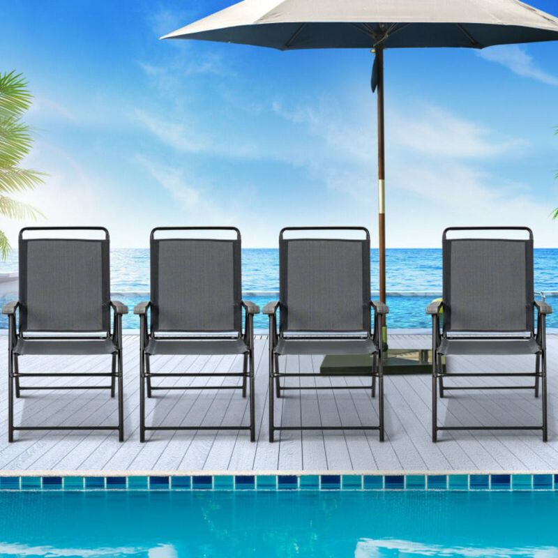 Hivvago 4 Pieces Portable Outdoor Folding Chair with Armrest