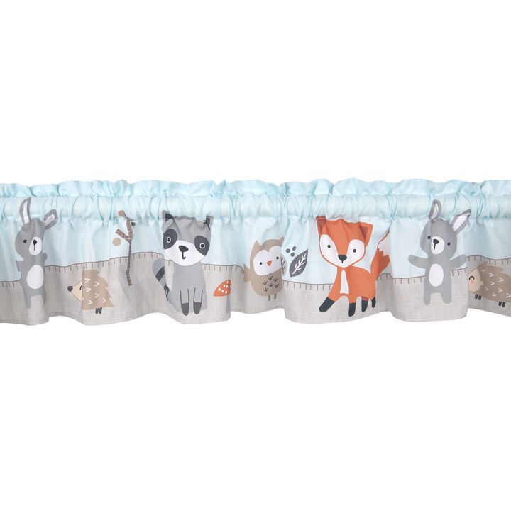 Bedtime Originals Woodland Friends Mint Blue/Gray Forest Animals Window Valance