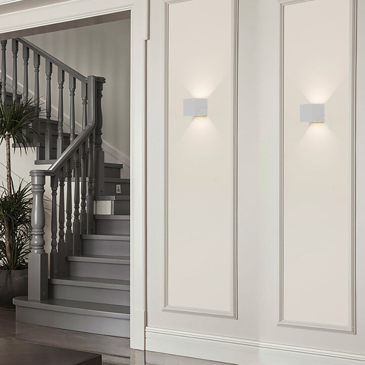 Modern Wall Sconce LED Waterproof Wall Lamp Aluminum with Adjustable Beam 10-Watt 4000K Cool White Indoor Outdoor for Bathroom Bedroom Corridor Living Room Stairs and Garden, Black Set of 4