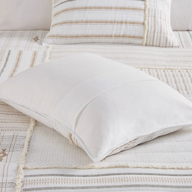 Gracie Mills Zander 3-Piece Stripe Printed Cotton Quilt Set with Trims