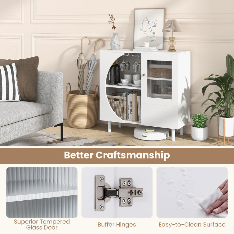 Kitchen Sideboard with Glasses Holder for Living Room Dining Room-White