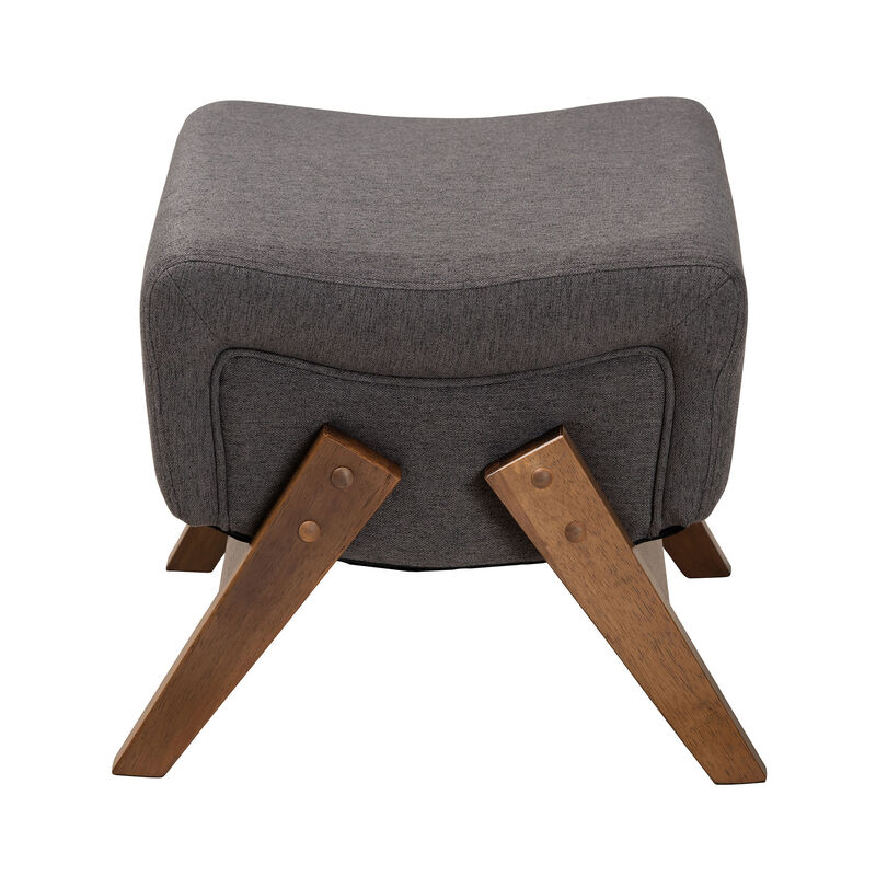 Baxton Studio Hanson Modern Light Grey Fabric and Walnut Brown Finished Wood Ottoman