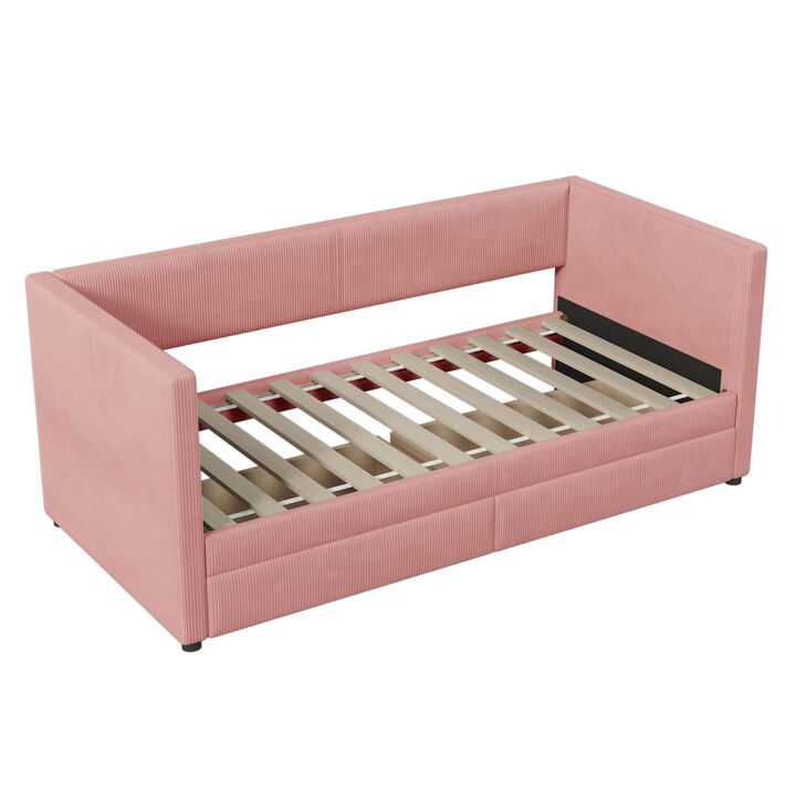 Merax Corduroy Daybed with Two Drawers and Slats