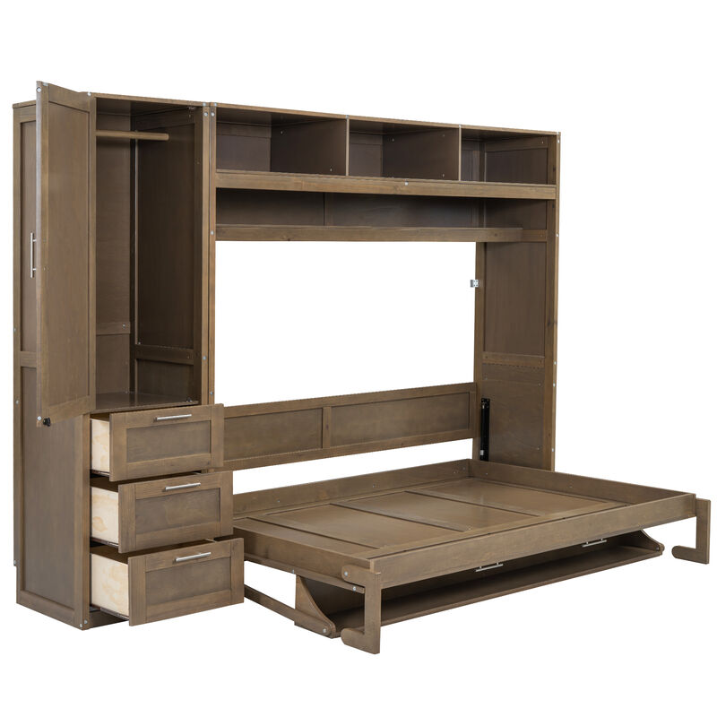 Merax Murphy Bed with Wardrobe and Drawers