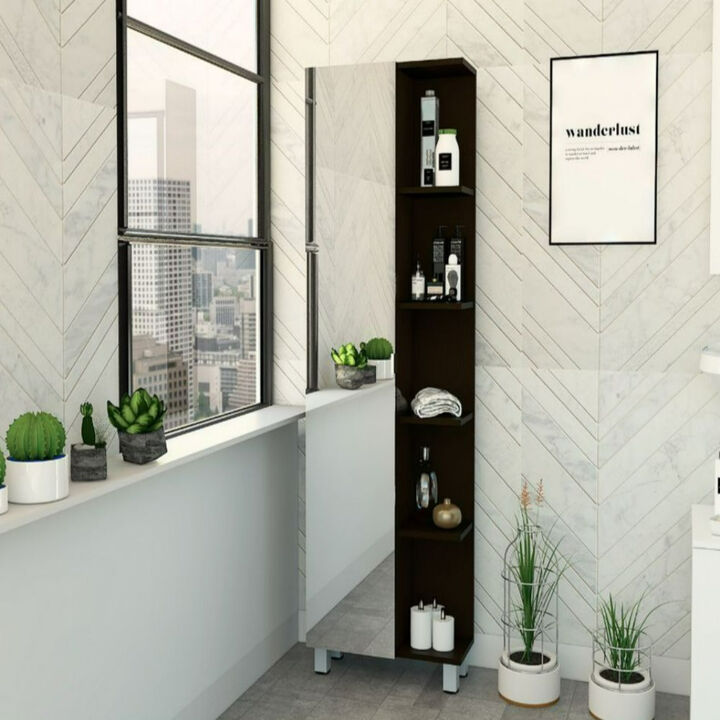 Mirror Linen Cabinet Reno, Bathroom, Black