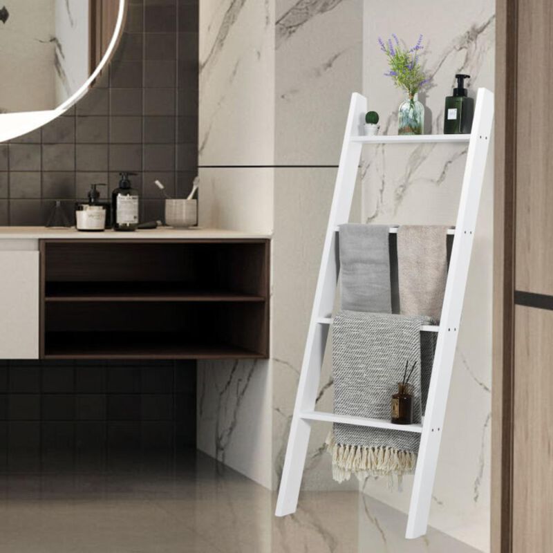 Hivvago 4-Tier Wall Leaning Ladder Shelf Stand