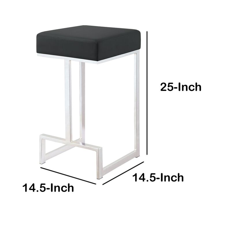 Metal Counter Height Stool, Black-Benzara