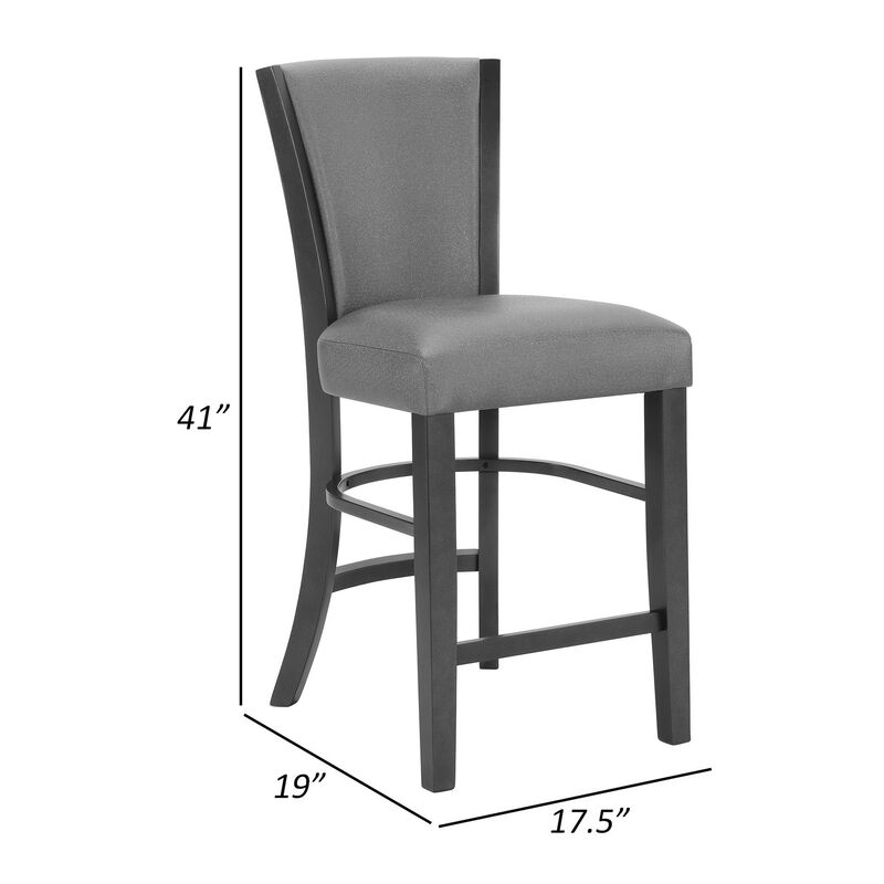 Brandon 24 Inch Counter Height Chair Set of 2, Gray Fabric Upholstery - Benzara