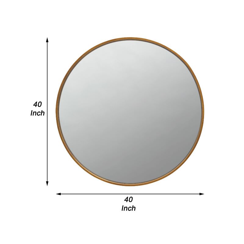 Mirror with Round Metal Frame and Ring Holder, Brass-Benzara