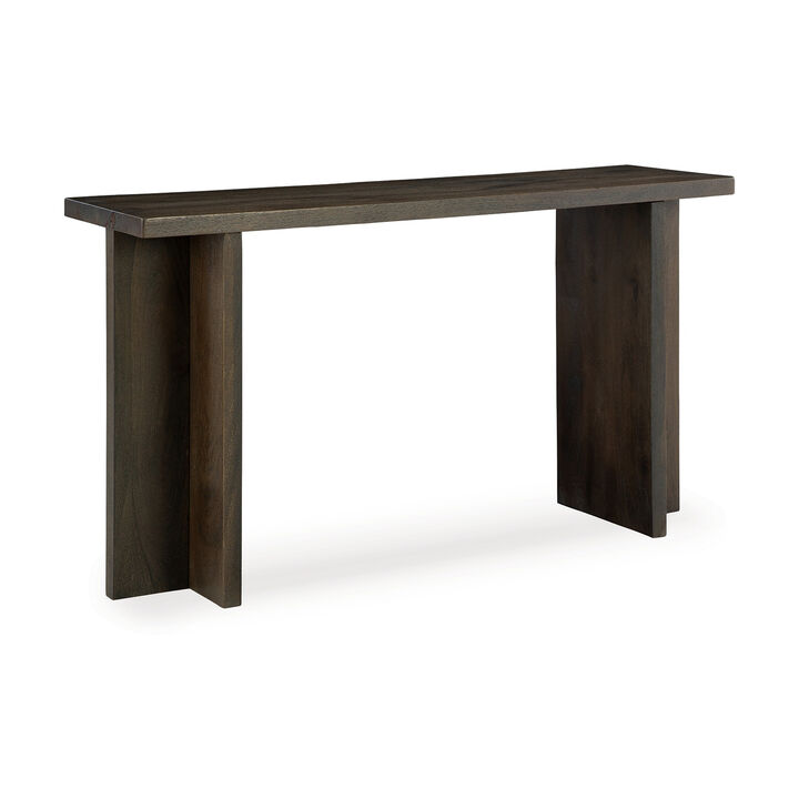 Console Sofa Table, Solid Wood T Shaped Legs, Dark Brown 53 Inch - Benzara