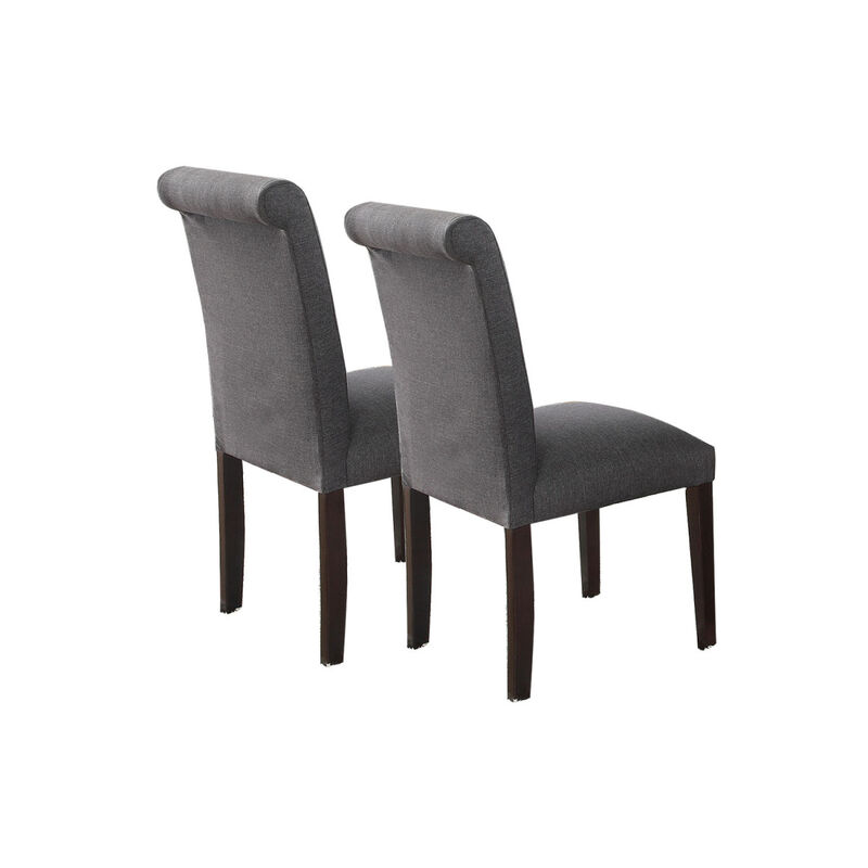 Blue Grey Fabric Dining Chairs, Set Of 2