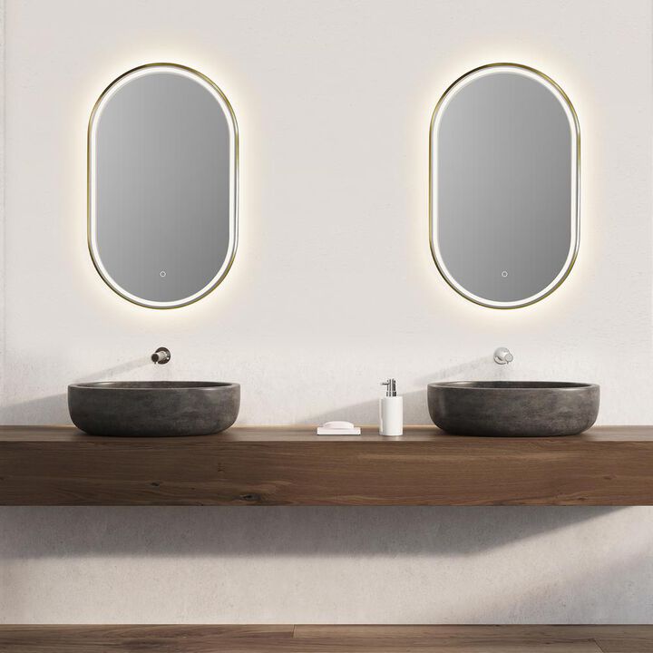 Altair Framed in Brushed Gold Modern Bathroom/Vanity LED Lighted Wall Mirror