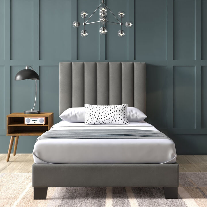 Coyote Gray Twin Bed and Nightstand