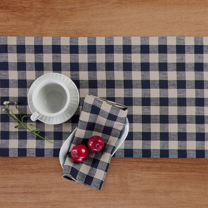 Solino Home 100% Pure Linen Table Runner 14 x 120 Inch | Morgan Check