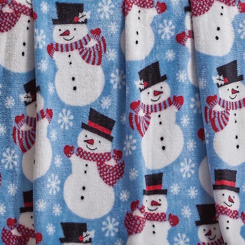 Plazatex Blue Snowman Micro plush Decorative All Season Blue Color 50" X 60" Throw Blanket