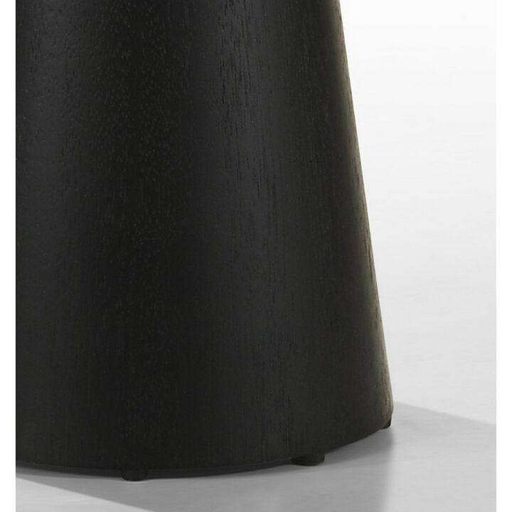 Yuvi 21 Inch Accent Table, Round Tabletop, Pedestal Base, Ebony Black - Benzara