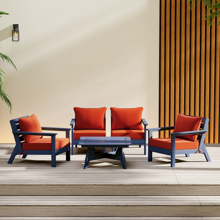 WestinTrends Outdoor 5-Piece Modular Sectional Patio Furniture Sofa Set