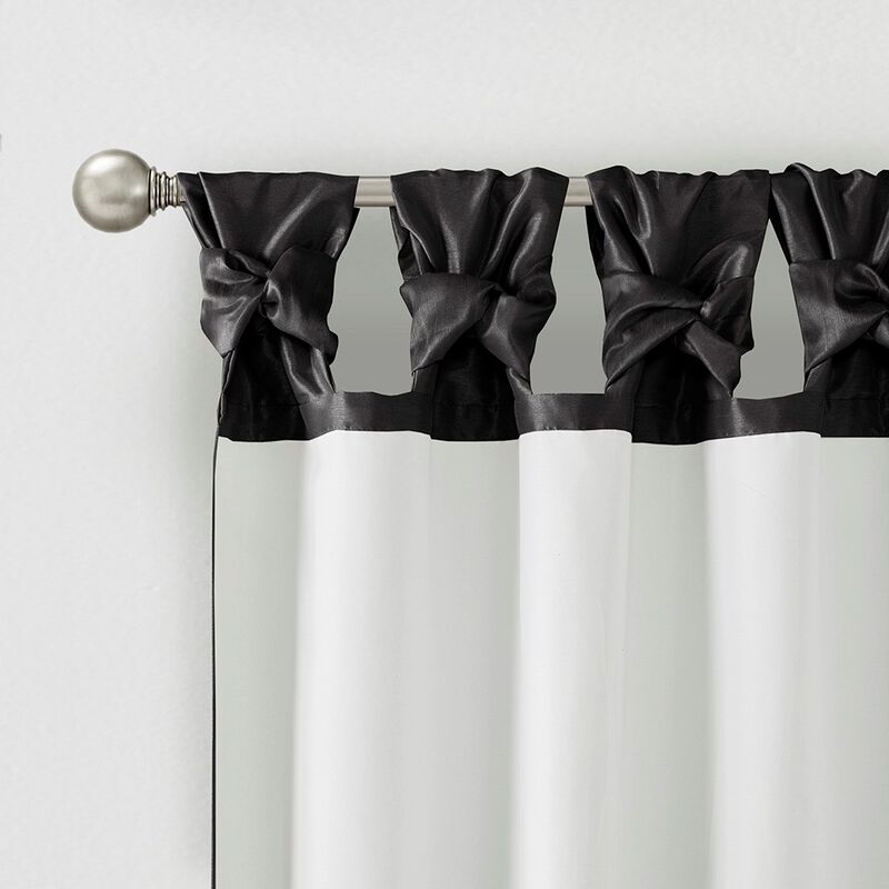 Gracie Mills Elroy Twist Tab Lined Faux Silk Window Curtain Panel - 50x108"