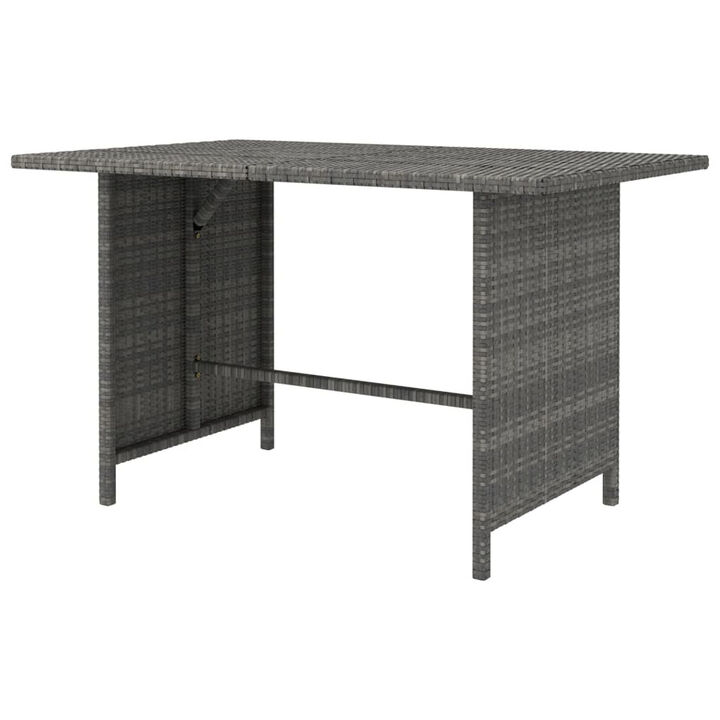 Outdoor Dining Table, 43 Inch Rectangular Top, Dark Gray Poly Rattan - Benzara