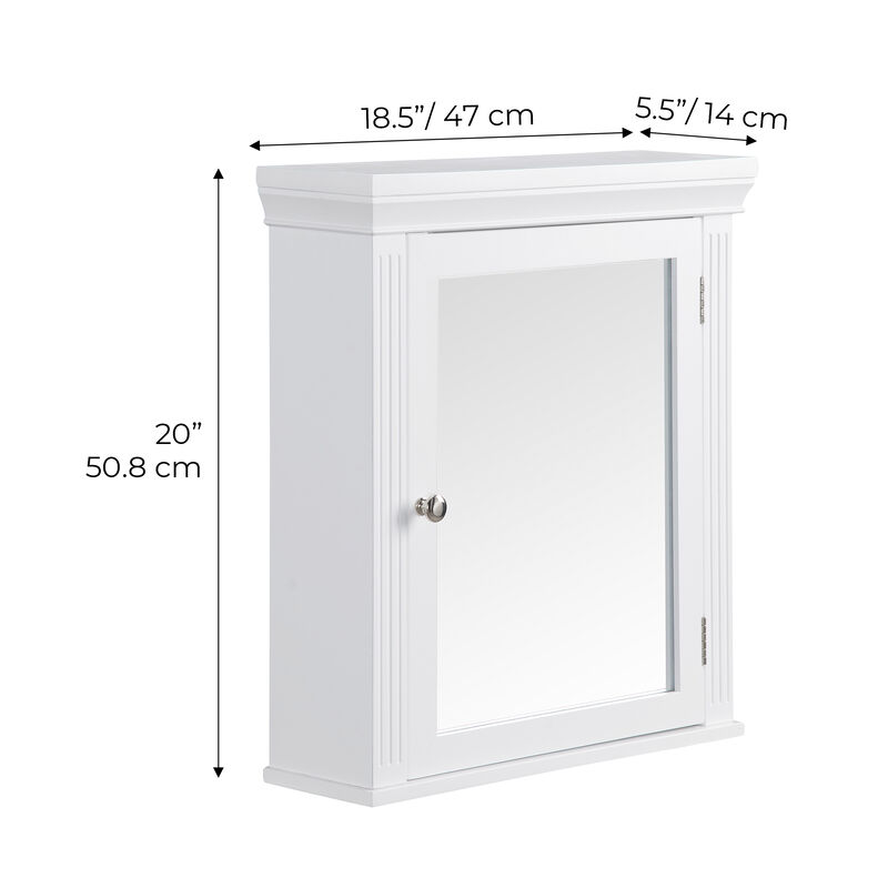 Teamson Home Removable Wooden Medicine Cabinet with Crown Molded Top- White