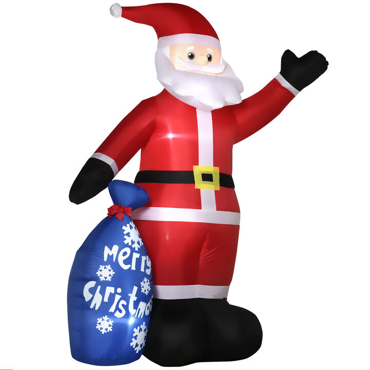 8ft Inflatable Christmas Santa Claus with Gift Bag LED Display for Lawn Garden