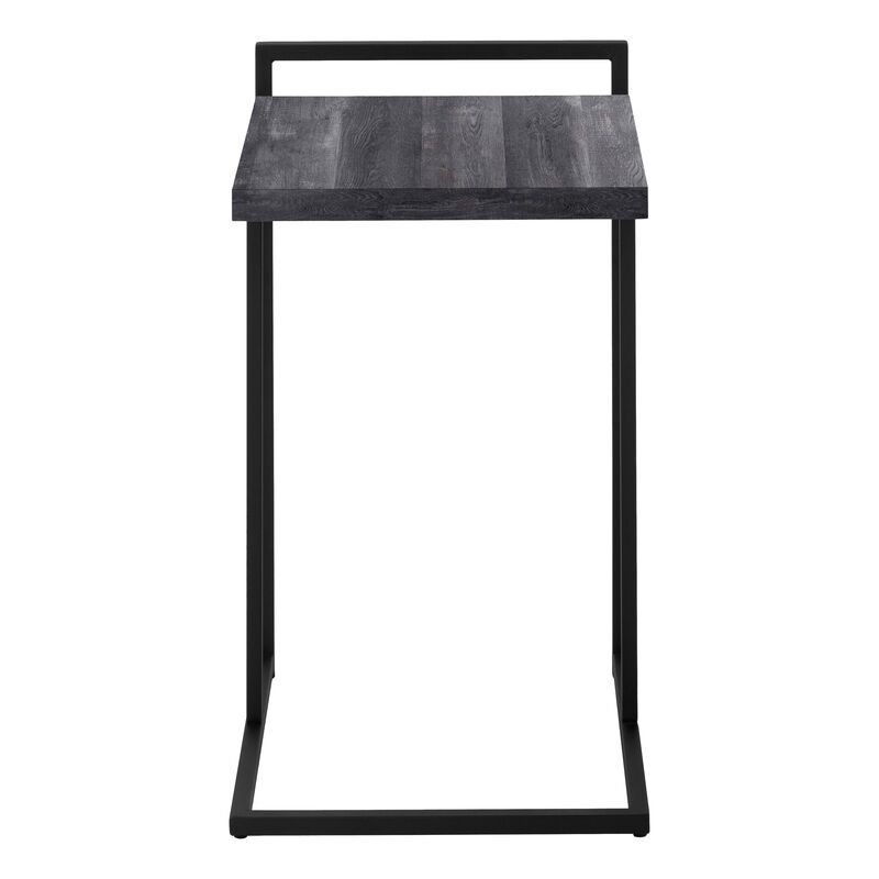 Monarch Specialties I 3633 Accent Table, C-shaped, End, Side, Snack, Living Room, Bedroom, Metal, Laminate, Black, Contemporary, Modern