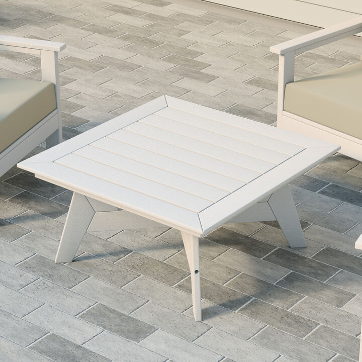 WestinTrends Modern Low Outdoor Patio Square HDPE Coffee Table