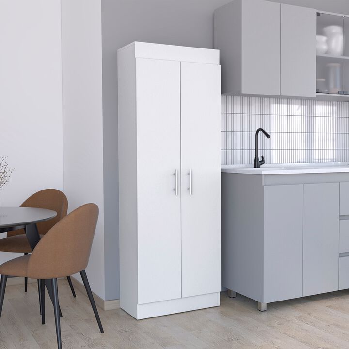 Nepal Pantry Cabinet, Space-Efficient 2-Door Design with Multiple Shelves-White