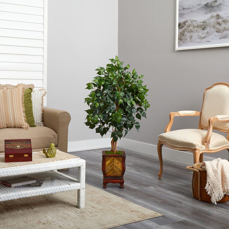 Hivvago 46 Inches Ficus Artificial Tree in Decorative Planter