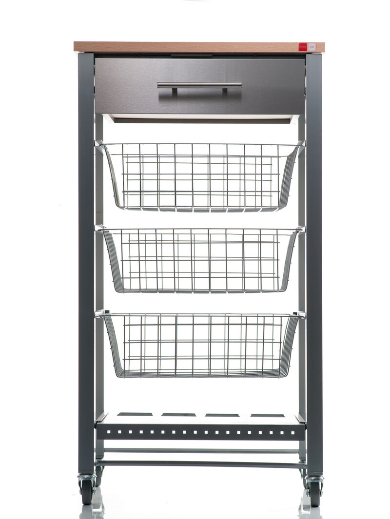 Rolling kitchen cart with Stainless Steel top, Fifty-Fifty