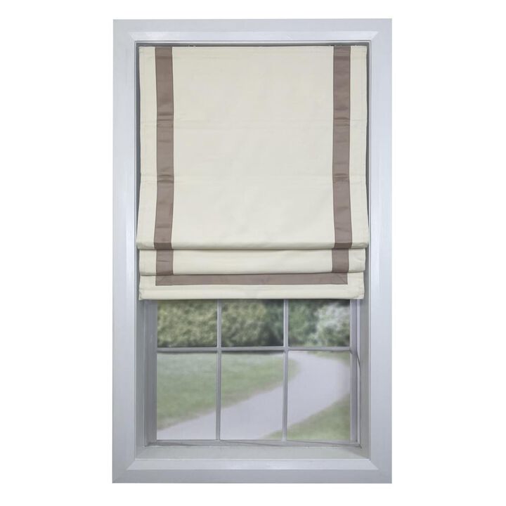 Versailles Valentina Cordless Roman Blackout Shades For Windows Insides/Outside Mount 32" x 63" Taupe