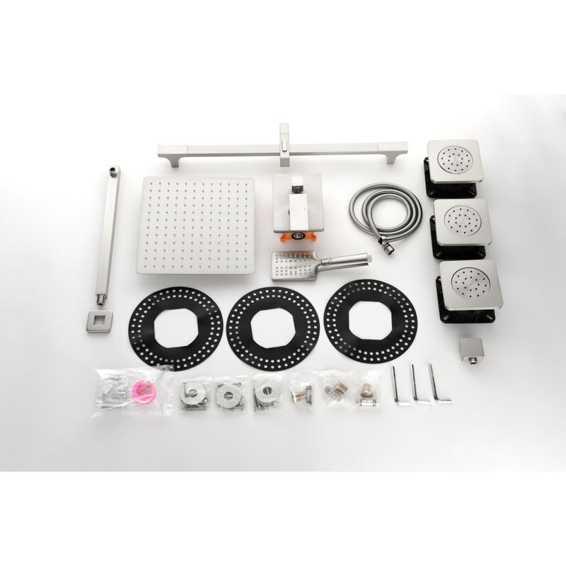 Shower System With Shower Head, Hand Shower, Slide Bar, Body Sprays, Shower Arm, Hose, Valve
