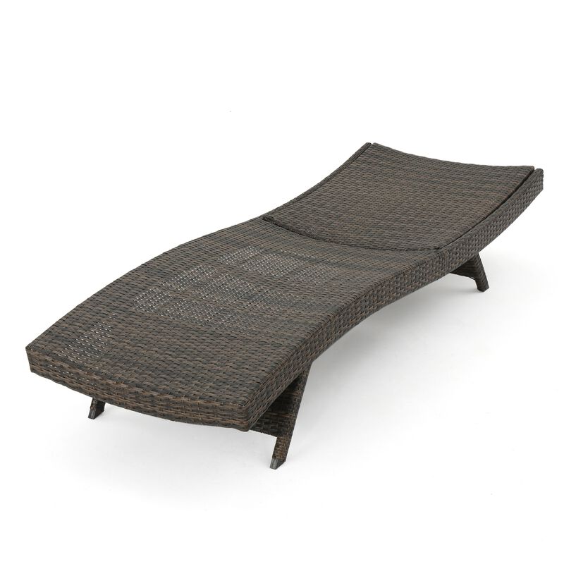 Mach Chaise Lounger, Mocha Brown Outdoor Rattan Wicker, Curved, 79 Inch