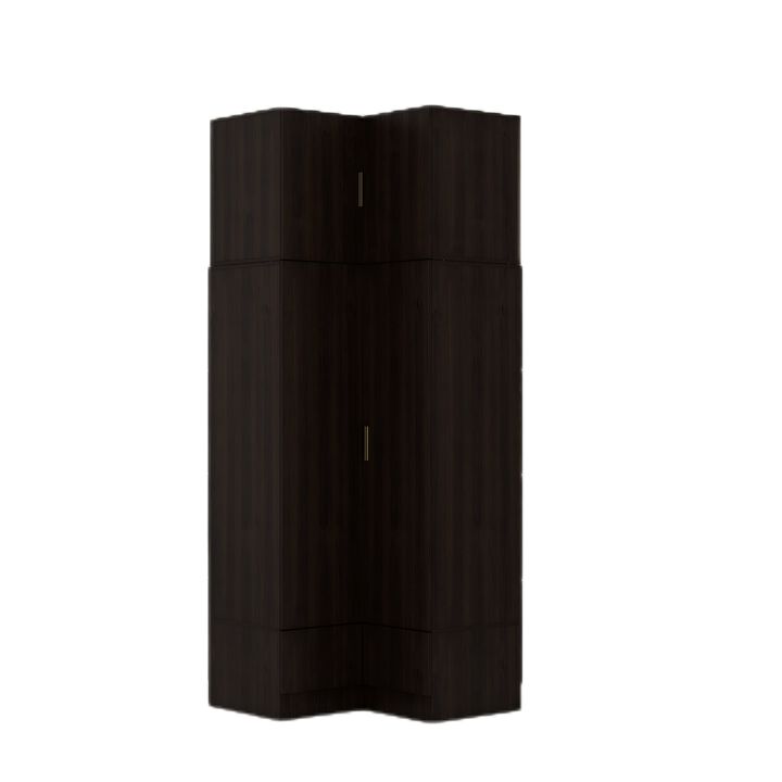 FUFU&GAGA Corner Wardrobe with Top Cabinet and Drawers, (35.4" W x 35.4" D x 94.5" H),White