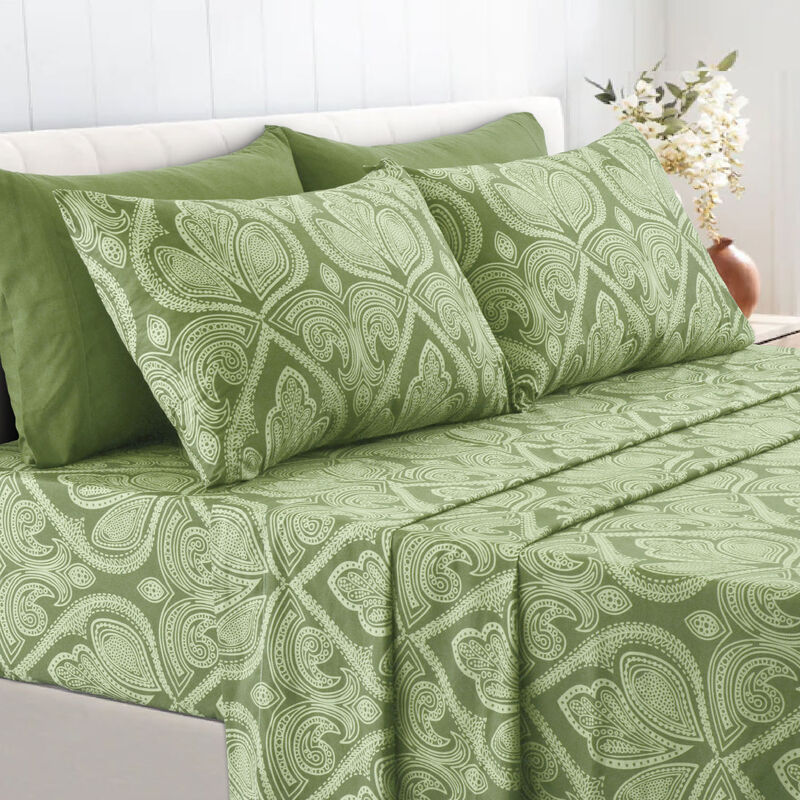 Lux Decor Collection Bed Sheets - Brushed Microfiber Paisley Sheet Set