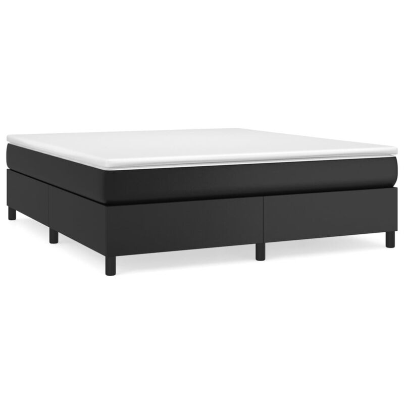 vidaXL Faux Leather King Size Box Spring Bed Frame - Black 76"x79.9" - Modern Bedroom Furniture Piece - Lightweight and Durable