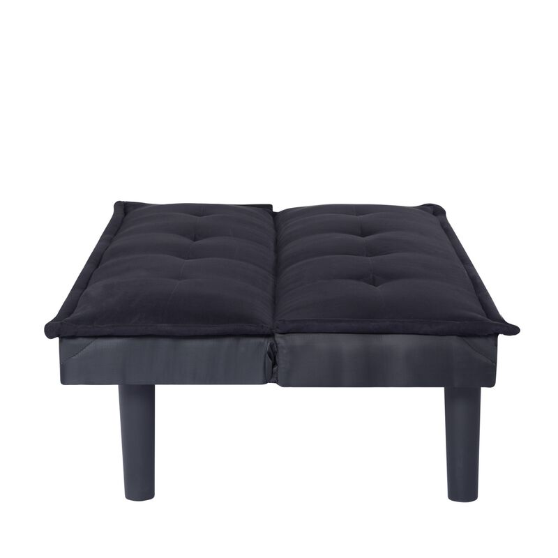 63.2 in. Black Velvet Twin Size Sofa Bed
