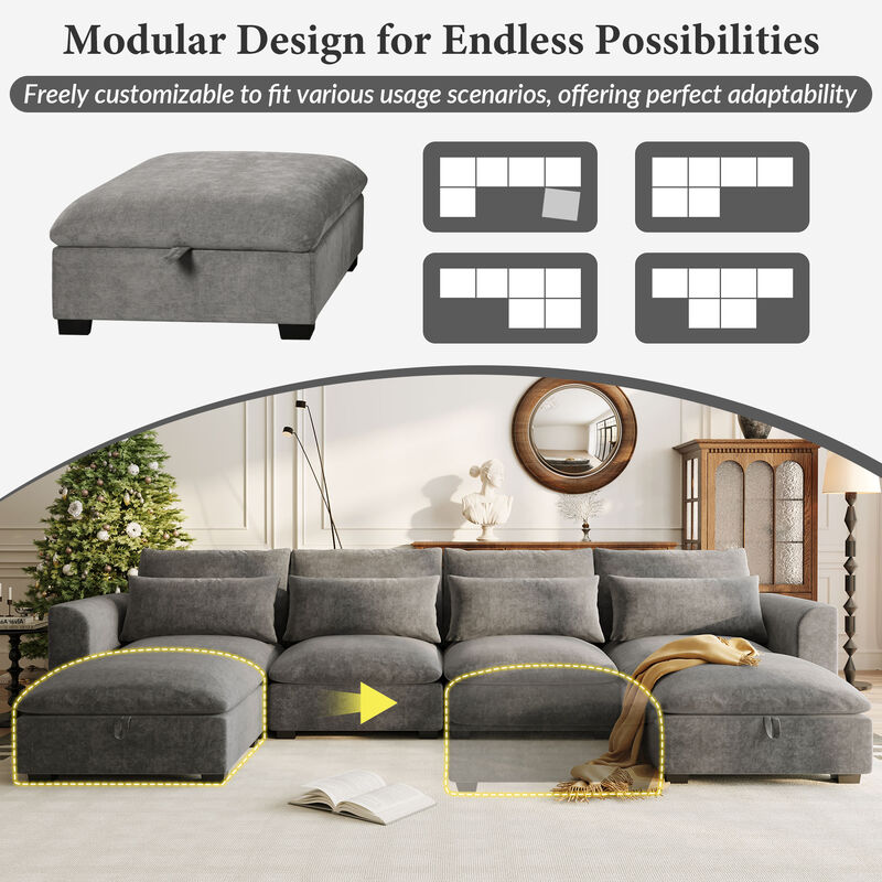 Merax Modular Corner Sofa with 2 Ottomans