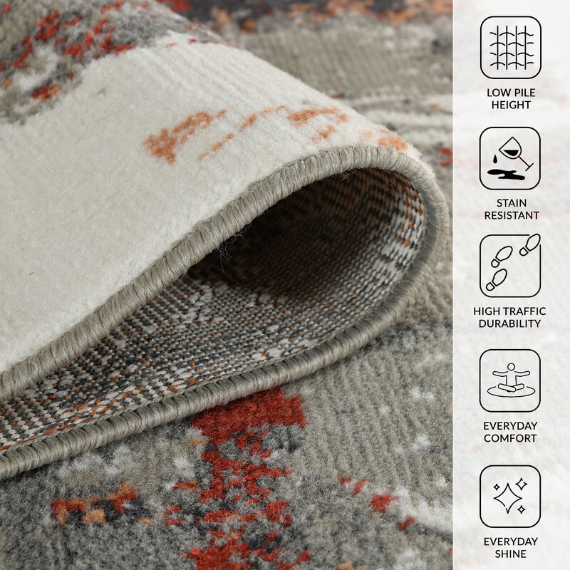 Alpine Ehra Rust Abstract Area Rug 6'7" x 9'